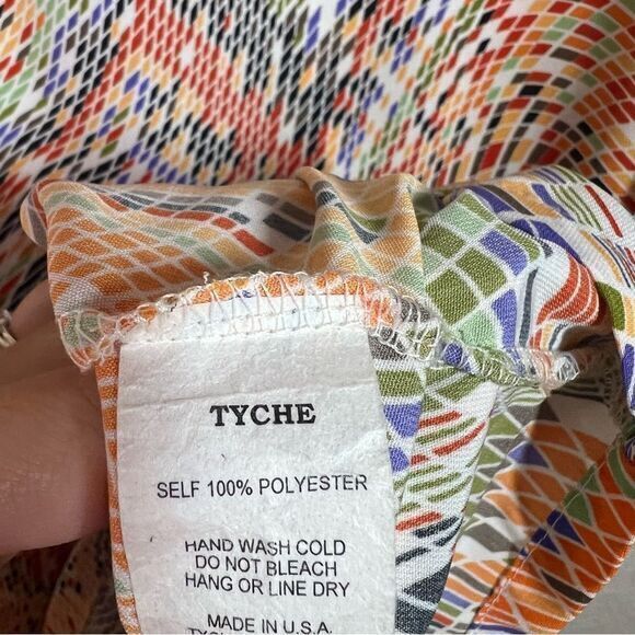 J Roberts Orange Mosaic 3/4 Sleeves Tyche Mini Shift‎ Dress Womens Size Medium - Picture 4 of 7